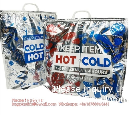Foldable Disposable Aluminum Foil Insulated Meal Delivery Frozen Shopping Bag Hot And Cold Insulated Lunch Cooler Bag