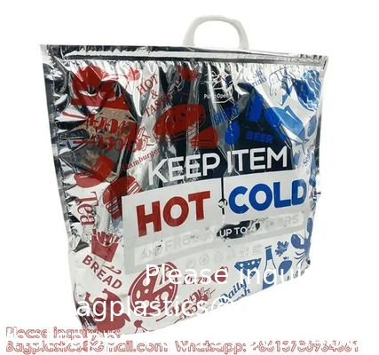 Foldable Disposable Aluminum Foil Insulated Meal Delivery Frozen Shopping Bag Hot And Cold Insulated Lunch Cooler Bag