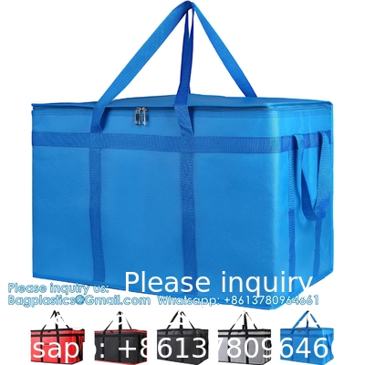 Pack Insulated Reusable Grocery Bag With Zippered Top, X-Large, Frozen Foods Cold, Cooler Shopping, Red