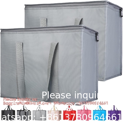 Pack Insulated Reusable Grocery Bag With Zippered Top, X-Large, Frozen Foods Cold, Cooler Shopping, Red