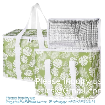 XXL-Larger Insulated Cooler Bags With Zipper Closure,Reusable Grocery Shopping Bags Keep Food Hot Or Cold,Collapsible