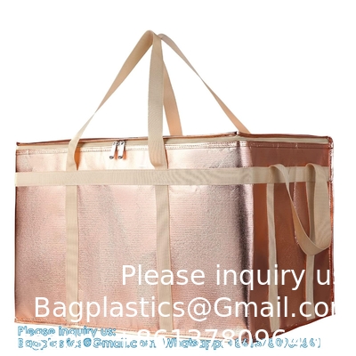 XXL-Larger Insulated Cooler Bags With Zipper Closure,Reusable Grocery Shopping Bags Keep Food Hot Or Cold,Collapsible