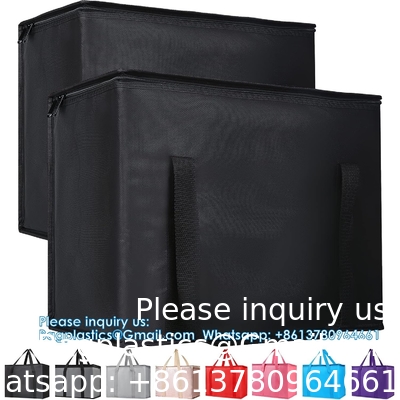 XXL-Larger Insulated Cooler Bags With Zipper Closure,Reusable Grocery Shopping Bags Keep Food Hot Or Cold,Collapsible