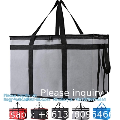XXL-Larger Insulated Cooler Bags With Zipper Closure,Reusable Grocery Shopping Bags Keep Food Hot Or Cold,Collapsible