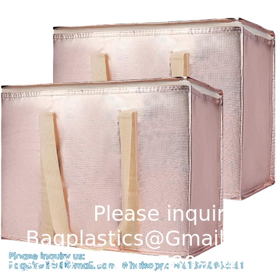 XXL-Larger Insulated Cooler Bags With Zipper Closure,Reusable Grocery Shopping Bags Keep Food Hot Or Cold,Collapsible