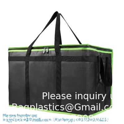 Large Insulated Reusable Grocery Bags With Sturdy Zipper And Handles, Foldable Washable Heavy Duty Cooler Totes