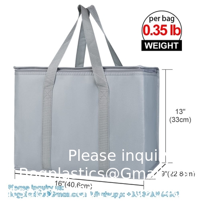 Pack Extra Insulated Grocery Shopping Bag, Large Blue, Reusable Bags,Pizza,Sturdy, Recyclable, Reusable