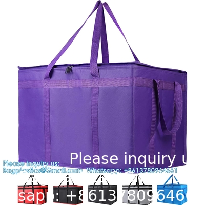 Pack Extra Insulated Grocery Shopping Bag, Large Blue, Reusable Bags,Pizza,Sturdy, Recyclable, Reusable