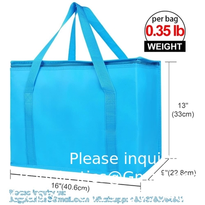 Pack Extra Insulated Grocery Shopping Bag, Large Blue, Reusable Bags,Pizza,Sturdy, Recyclable, Reusable