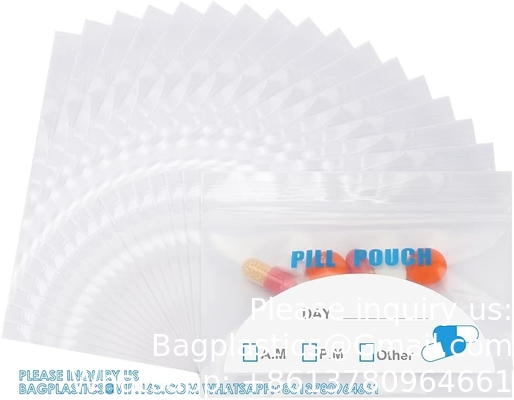 Pill Pouch Bags - (4&quot; X 2.75&quot;) Thickness Is 6 Mil, Portable Plastic Pills Bag Hold Vitamin, Supplements, Medication