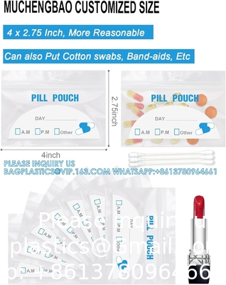 Pill Pouch Bags - (4&quot; X 2.75&quot;) Thickness Is 6 Mil, Portable Plastic Pills Bag Hold Vitamin, Supplements, Medication