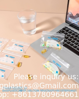 Pill Pouch Bags - (4&quot; X 2.75&quot;) Thickness Is 6 Mil, Portable Plastic Pills Bag Hold Vitamin, Supplements, Medication