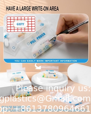 Pill Pouch Bags - (4&quot; X 2.75&quot;) Thickness Is 6 Mil, Portable Plastic Pills Bag Hold Vitamin, Supplements, Medication