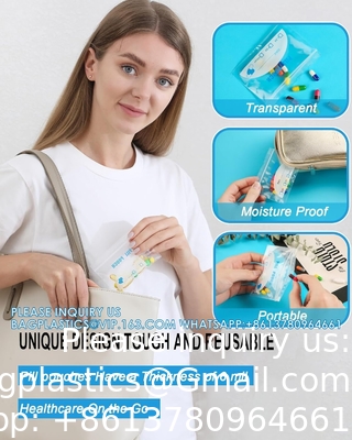 Pill Pouch Bags - (4&quot; X 2.75&quot;) Thickness Is 6 Mil, Portable Plastic Pills Bag Hold Vitamin, Supplements, Medication