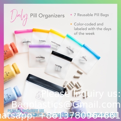 Pill Pouch Set, Zip Pill Organizers, Large Reusable Travel Pill Container, Color-Coded Medicine Bags, Organize