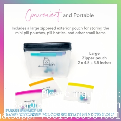 Pill Pouch Set, Zip Pill Organizers, Large Reusable Travel Pill Container, Color-Coded Medicine Bags, Organize