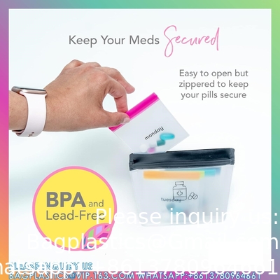 Pill Pouch Set, Zip Pill Organizers, Large Reusable Travel Pill Container, Color-Coded Medicine Bags, Organize