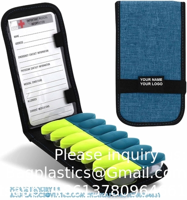 Magnetic Folding Pill Organizer Supplement Case For OTC Medicine, Prescription Vitamins-14 Slots, Turquoise