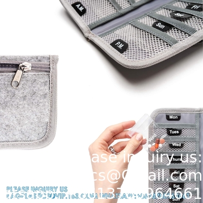 Pill Organizer + Supplement Case For OTC Medicine, Prescription + Vitamins - 14 Labeled Monday-Sunday Pouches