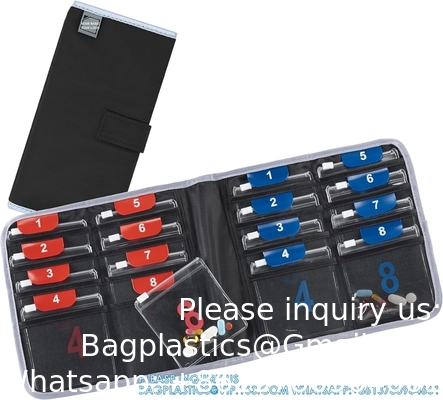 Travel Pill Organizer For Vitamins, Medication, Prescriptions, Or Medicine Storage Color Coded 16 Slot Sliml