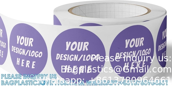 Circle/Square BOPP Roll Labels- Personalized Stickers For Business Logo, Party, Wedding Favor, Baby Shower
