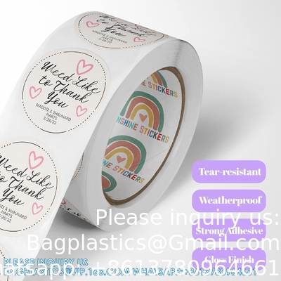 Circle/Square BOPP Roll Labels- Personalized Stickers For Business Logo, Party, Wedding Favor, Baby Shower