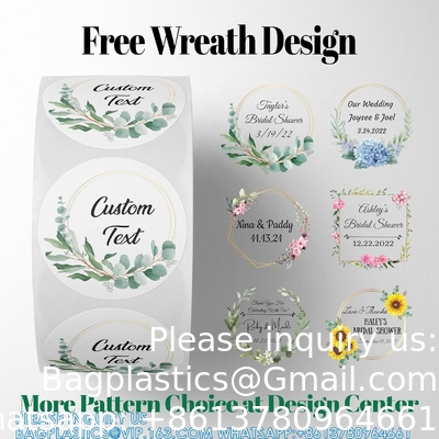 Circle/Square BOPP Roll Labels- Personalized Stickers For Business Logo, Party, Wedding Favor, Baby Shower