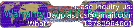 Hologram Tamper Proof Stickers. Tamper Evident Tape. Warranty Void If Removed. Individual Serial Numbers. Large