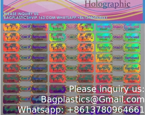 Hologram Tamper Proof Stickers. Tamper Evident Tape. Warranty Void If Removed. Individual Serial Numbers. Large