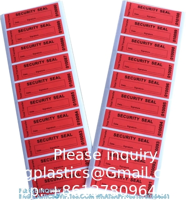 Transfer Tamper Evident Security Warranty Void Stickers/Labels/Seals (Red, 1 X 3.35 Inches, Serial Numbers)