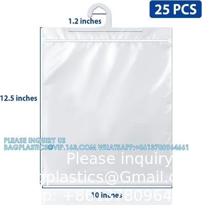 Pack Hanging Storage Bags, Large Hook 10 X 12.5-Inch Clear Plastic Bags For Classroom, Library, And Pharmacy Use