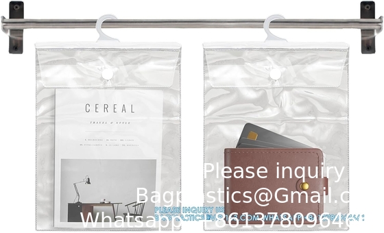 Hanging Storage Bags With Hook, 12.6 X 10 Inches Large Hook Clear Bags, School Supply Kit Book Pouch Classroom