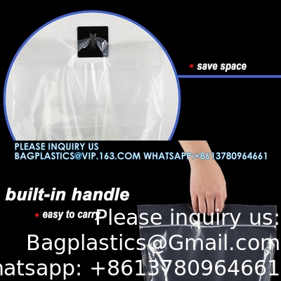 Zipper Storage Bags Plastic Zipper Bags Transparent Zip Plastic Bags Expandable Bottom Bag With Carry Handle