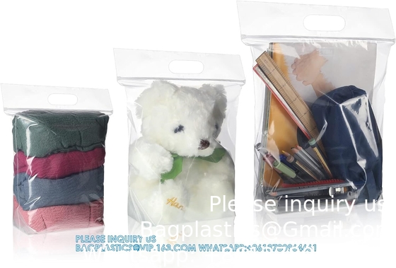 Zipper Storage Bags Plastic Zipper Bags Transparent Zip Plastic Bags Expandable Bottom Bag With Carry Handle