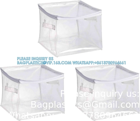 Clear Organizer Storage Bag W/Strong Handles And Zippers For College, Moving Supplies, Christmas Decorations, Wreath