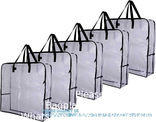 Clear Organizer Storage Bag W/Strong Handles And Zippers For College, Moving Supplies, Christmas Decorations, Wreath