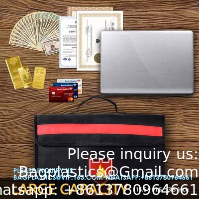 Large Size Fireproof Document Bag Non-Itchy Silicone Coated Fiberglass Waterproof Document Holder With Shoulder Strap