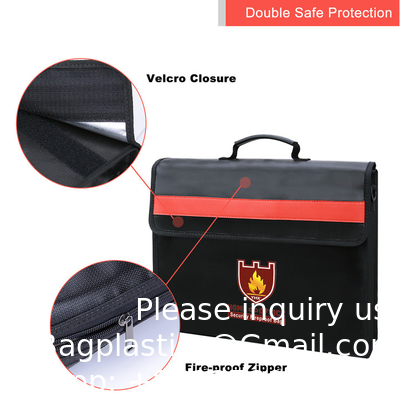 Large Size Fireproof Document Bag Non-Itchy Silicone Coated Fiberglass Waterproof Document Holder With Shoulder Strap