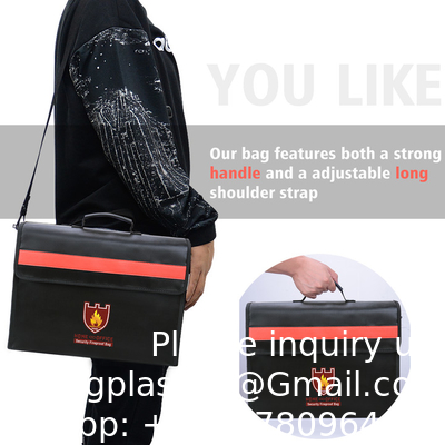 Large Size Fireproof Document Bag Non-Itchy Silicone Coated Fiberglass Waterproof Document Holder With Shoulder Strap