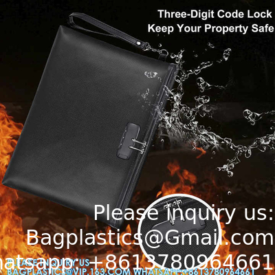 Water Resistant Fireproof Document Bag Fire Proof Document Money Bag Passport Money Credit Travel Security Bags
