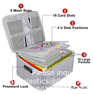 Fireproof Document Bag Large Travel Lock Bag Fireproof Document File Storage Organizer Bag