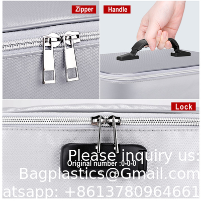 Fireproof Document Bag Large Travel Lock Bag Fireproof Document File Storage Organizer Bag