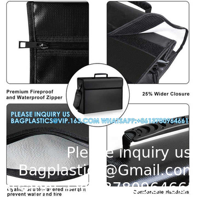 Silicone Coated Non-Itchy Fiberglass Easy To Store And Carry Important File Certificate Paper Fireproof Document Bag