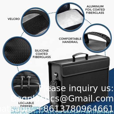 Silicone Coated Non-Itchy Fiberglass Easy To Store And Carry Important File Certificate Paper Fireproof Document Bag
