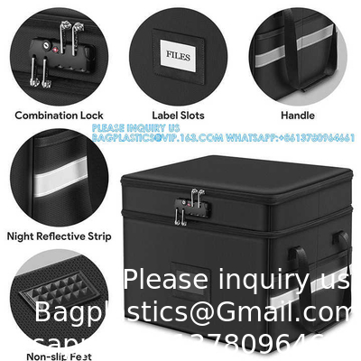 Reflective Strip Hanging Letter Size Fireproof Document Box Lockable Two Layer File Box Organizer