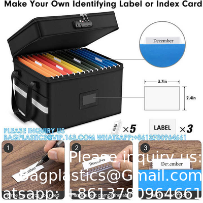 Reflective Strip Hanging Letter Size Fireproof Document Box Lockable Two Layer File Box Organizer