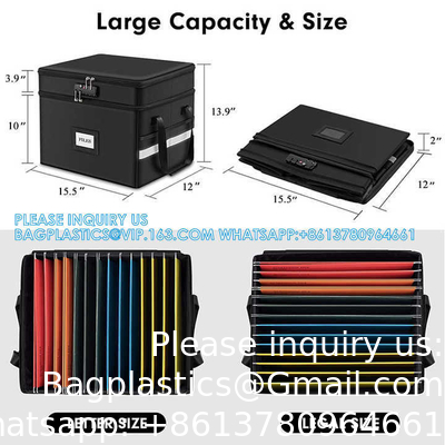 Reflective Strip Hanging Letter Size Fireproof Document Box Lockable Two Layer File Box Organizer