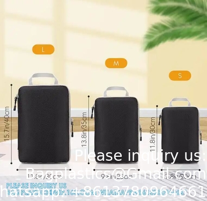 Compression Packing Cubes Luggage Organizer With Double Zipper Travel Portable Storage Bag Washable Space Saver