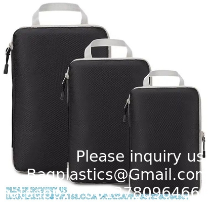 Compression Packing Cubes Luggage Organizer With Double Zipper Travel Portable Storage Bag Washable Space Saver