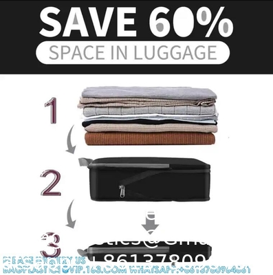 Compression Packing Cubes Luggage Organizer With Double Zipper Travel Portable Storage Bag Washable Space Saver